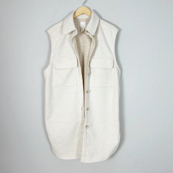 H&M Softshell Blazer Vest Jacket Heathered Oatmeal Size Medium Women's - Picture 1 of 5